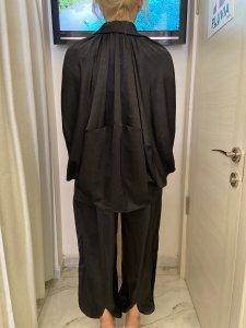 Premium Seri Tasarım Saten Şalvar Pantolon Siyah